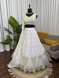 Elegant White & Gold Lehenga with Embroidered Dupatta