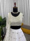 Elegant White & Gold Lehenga with Embroidered Dupatta