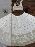 Elegant White & Gold Lehenga with Embroidered Dupatta