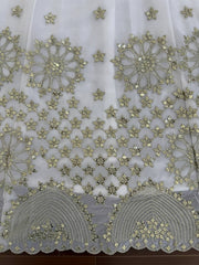 Elegant White & Gold Lehenga with Embroidered Dupatta