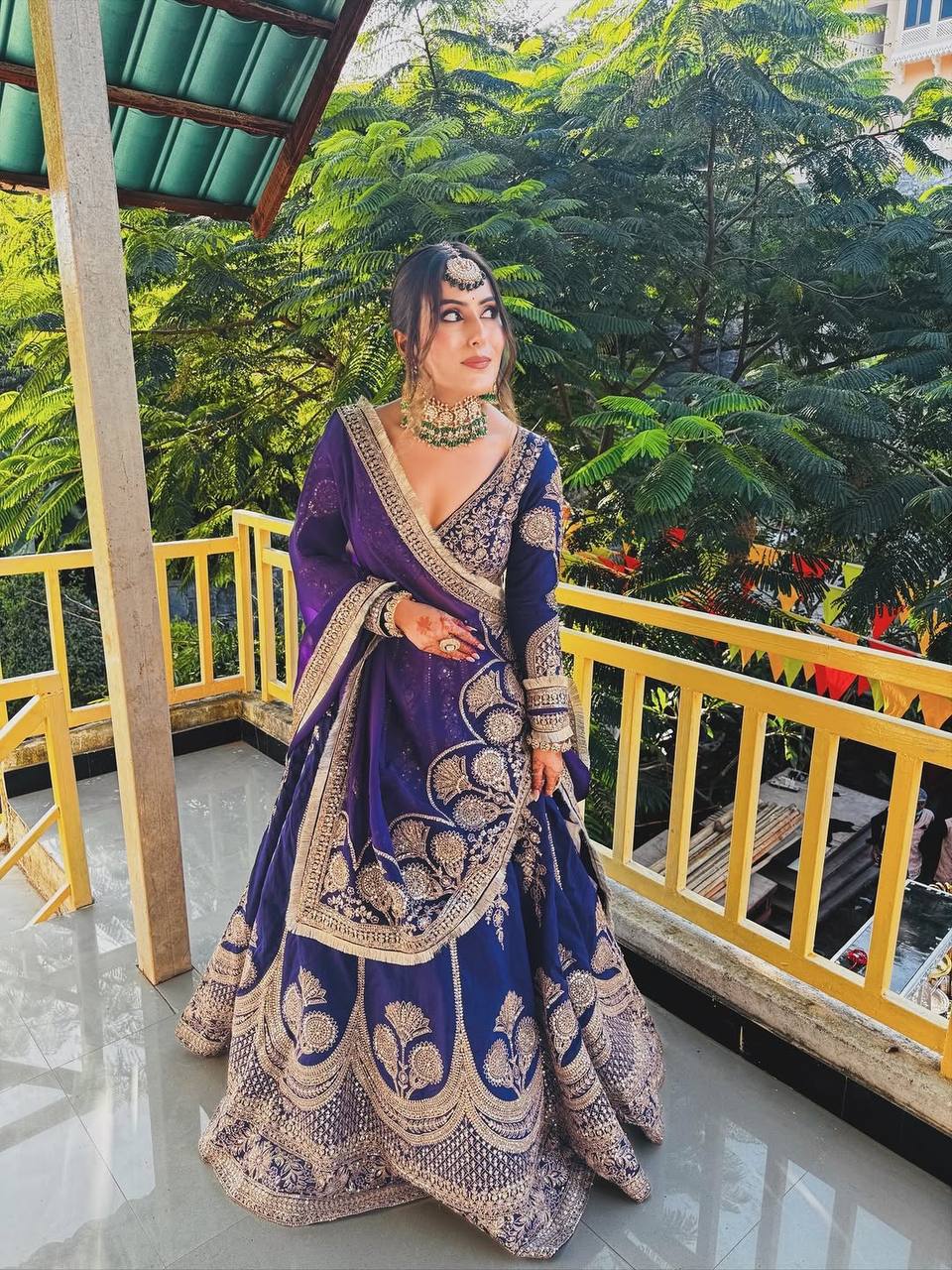 Elegant Violet Bridal Lehenga with Designer Dupatta
