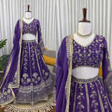 Elegant Violet Bridal Lehenga with Designer Dupatta