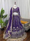 Elegant Violet Bridal Lehenga with Designer Dupatta