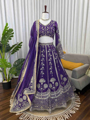 Elegant Violet Bridal Lehenga with Designer Dupatta