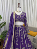 Elegant Violet Bridal Lehenga with Designer Dupatta