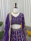 Elegant Violet Bridal Lehenga with Designer Dupatta