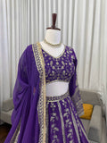 Elegant Violet Bridal Lehenga with Designer Dupatta