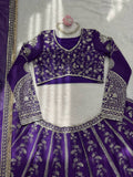 Elegant Violet Bridal Lehenga with Designer Dupatta