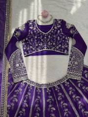 Elegant Violet Bridal Lehenga with Designer Dupatta
