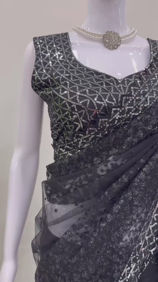 Midnight Black Elegance Saree