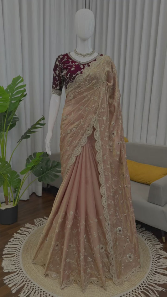 Champagne Rose Elegance Saree