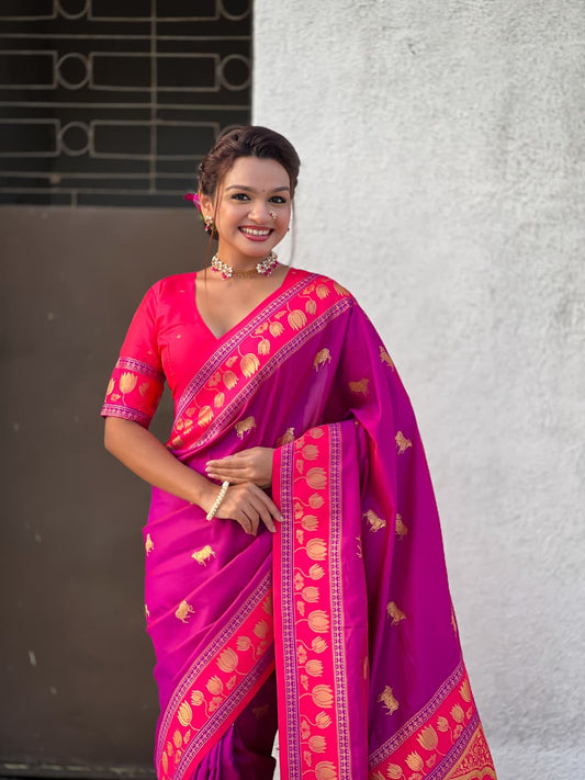 traditional-wine-purple-silk-saree-with-pink-lotus-motifs