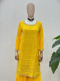 Modern yellow ethnic wear outfit for women with embroidered dupatta